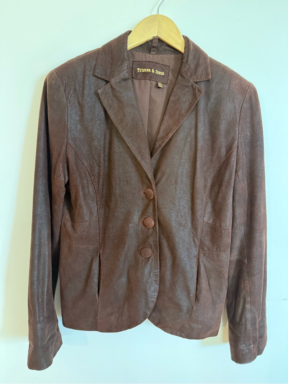 Tristan & Iseut Chocolate Brown Genuine Leather Blazer XL
